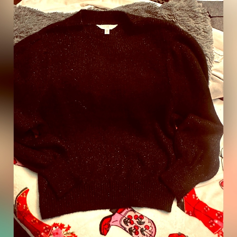 Shiney thread crew sweater with added style